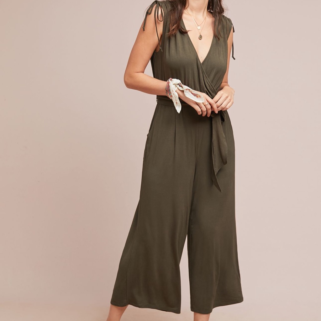 Anthropologie Moulinette Soeurs Alisande Olive Green Jumpsuit Size Large